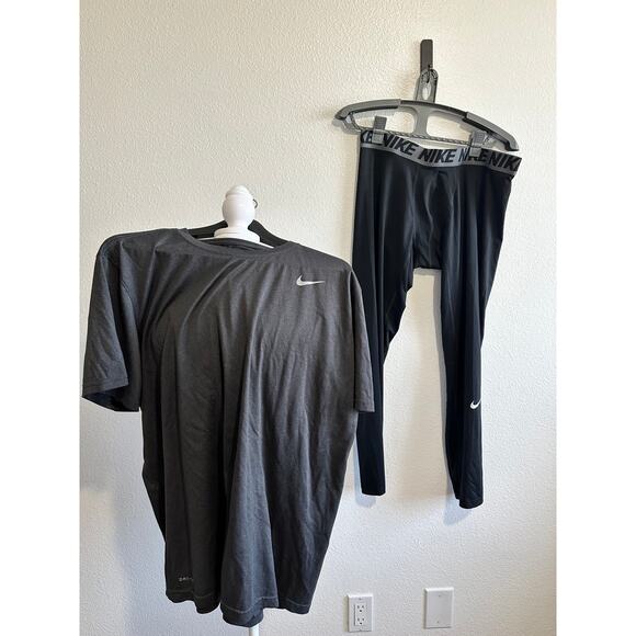 Nike Dri-Fit Men's 2XL Two (2) Piece Combo Shirt and Fitness Tights Pants Set - Picture 1 of 10